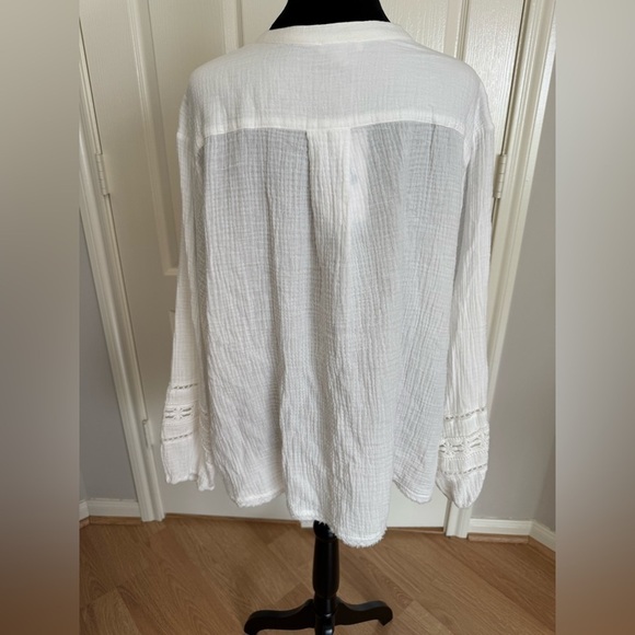 CALME BY JOHNNY WAS 100% Organic Cotton Gauze Peasant Top Natural White NWT - Picture 9 of 12
